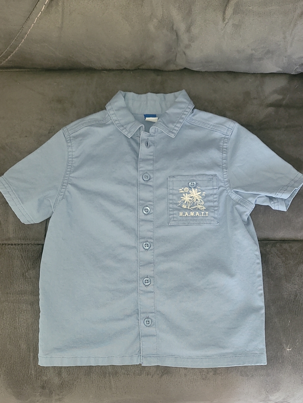 Old Navy Hawaii Light Blue Short-Sleeve Button-Down with Embroidered Pocket